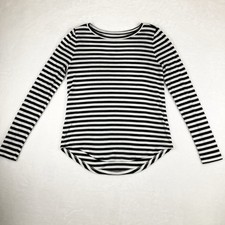 Ann Taylor LOFT Long Sleeve Shirt Women's Size Small White Black Striped Top