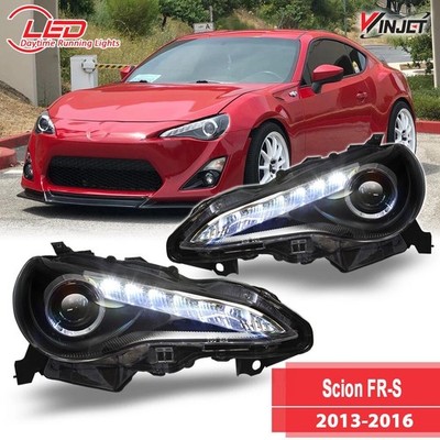 For 2013-2016 Scion FR-S Headlights LED DRL Sequential Turn Black/Clear Pairs