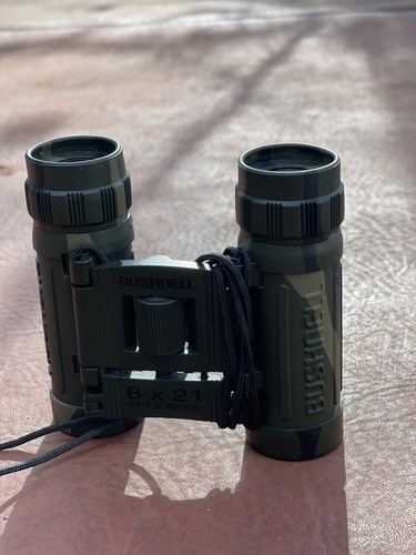 2 Bushnell Black Small Compact Pocket Binocular 8x21 378 ft 1000 yds with Case - Picture 8 of 15