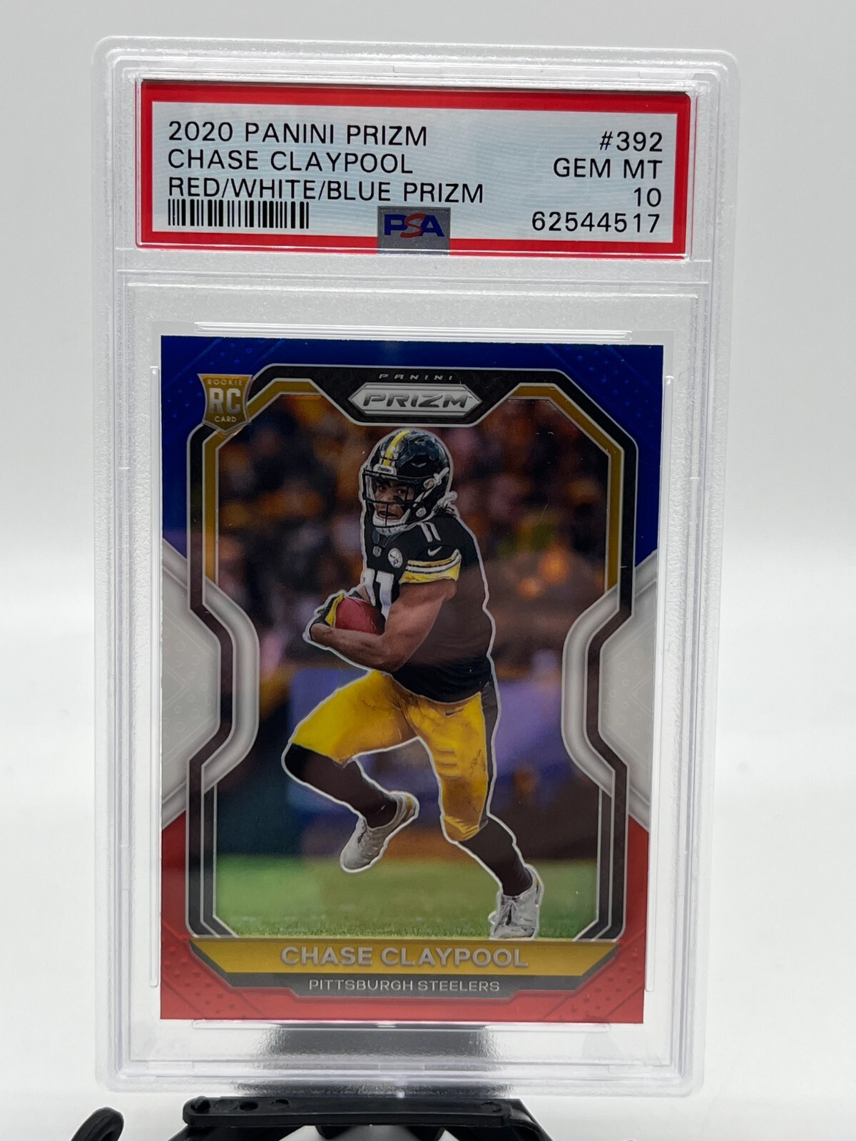 2020 Prizm CHASE CLAYPOOL Pittsburgh Steelers Rookie #392 Red White Blue PSA 10