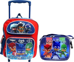 rolling book bag with lunch box