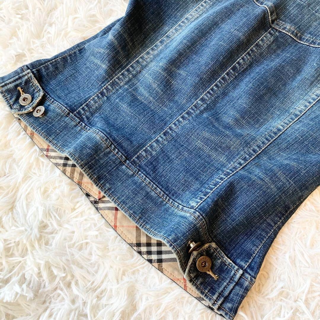 バーバリーブルーレーベルヴィンテージホース刺繍付ジャンパー38 Burberry Blue Label Denim Jacket horse logo nova check Women size