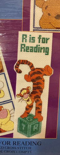 POOH: R is for READING + Bee Friends Cross Stitch KIT Tigger 2 Bookmarks - Picture 2 of 4