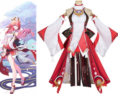 Game Genshin Impact Yae Miko Cosplay Costume Full Set Womens Party Fancy Dress