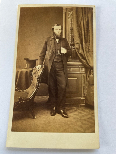 Bärtiger Gent Portrait antike CDV Kabinettkarte Foto von John Eastham Manchester