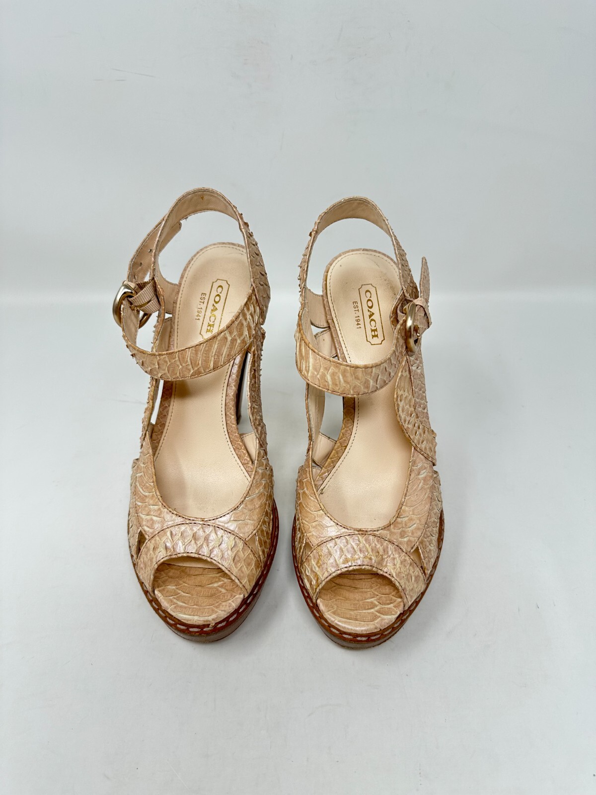 COACH TAMARA Printed Python Natural Strappy Sanda… - image 6