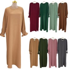 Women Muslim Maxi Dress Ramadan Eid Abaya Kaftan Islamic Caftan Modest Robe Gown