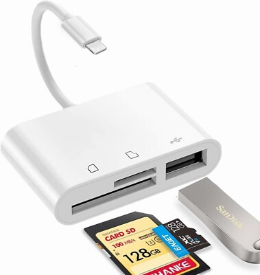 SD Card Reader for iPhone  to 3 in 1 USB Camera Adapter OTG Micro SD TF adapter