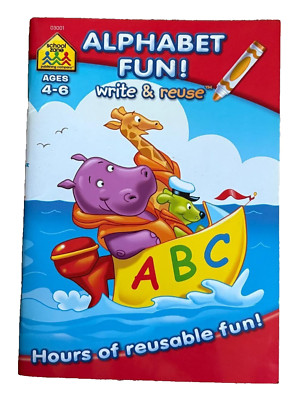 School Zone Alphabet Fun Write & Reuse Ages 4-6 Learning Book
