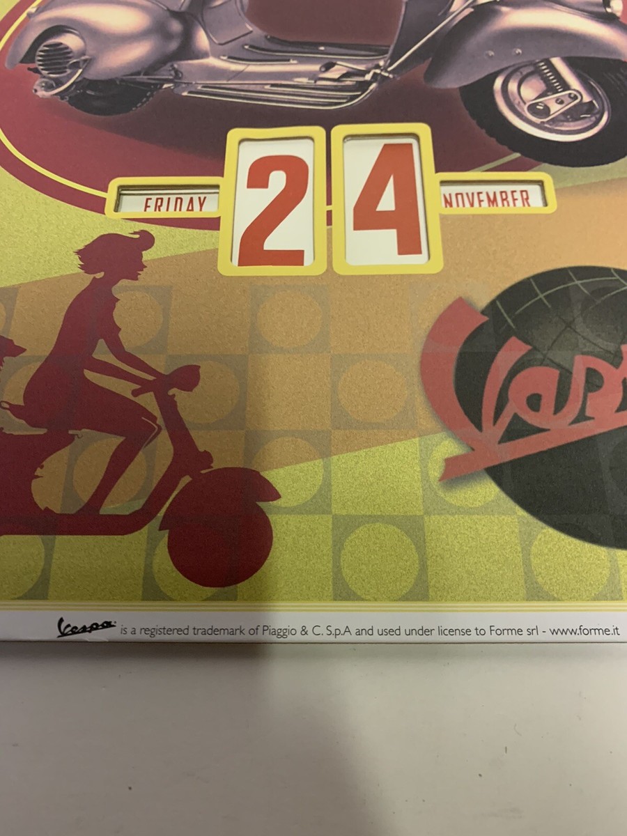 Vespa Scooter Piaggio Collectible Perpetual Calendar Retro Look