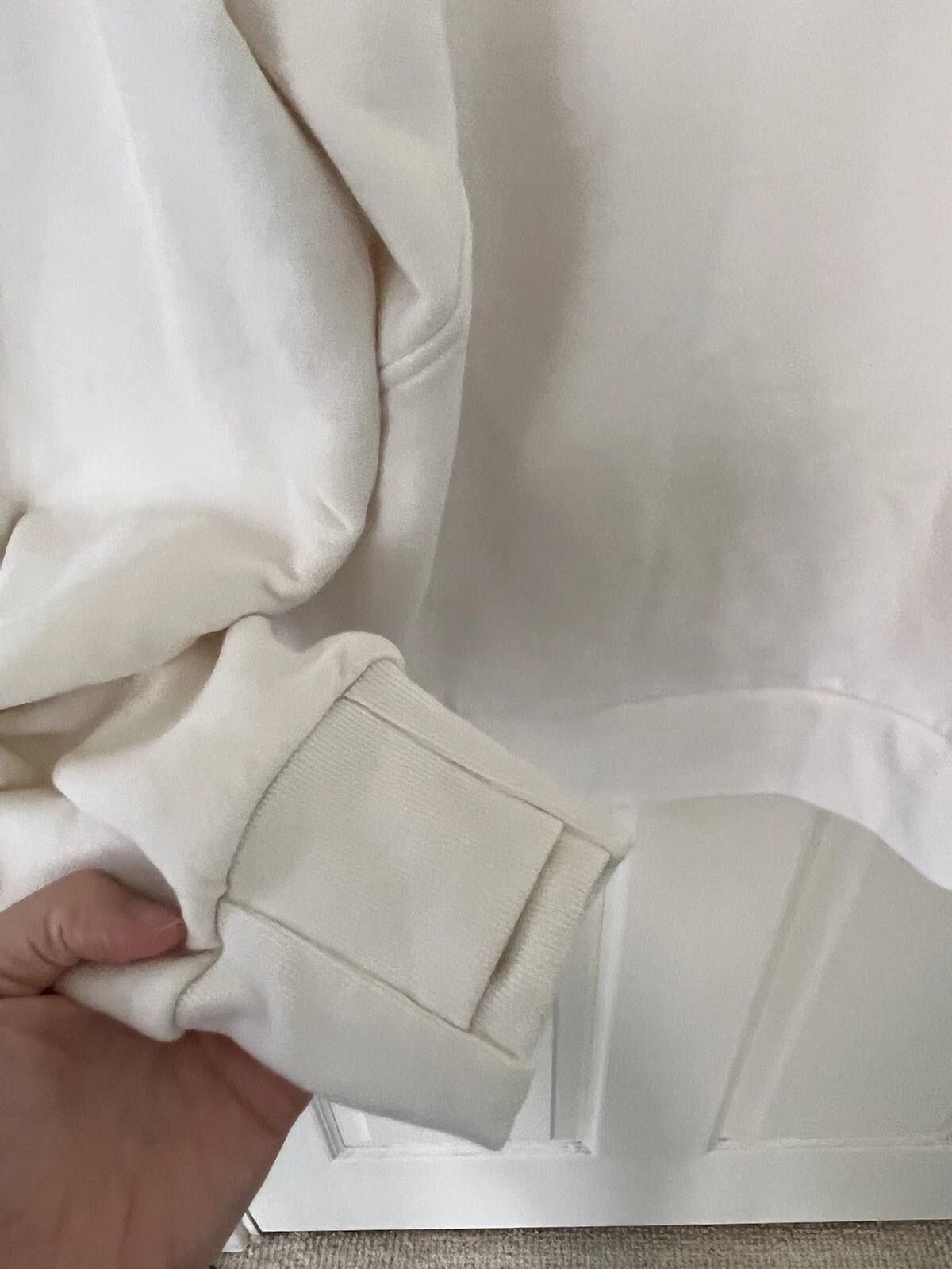 OFF WHITE Felpa con cappuccio pull over Athleta Off bianca crema cotone cotone taglia media