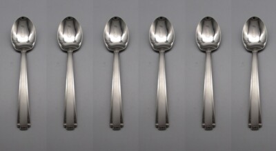 Oneida Stainless Satin Etage Large Serving Spoons - Set of Six * USA Made