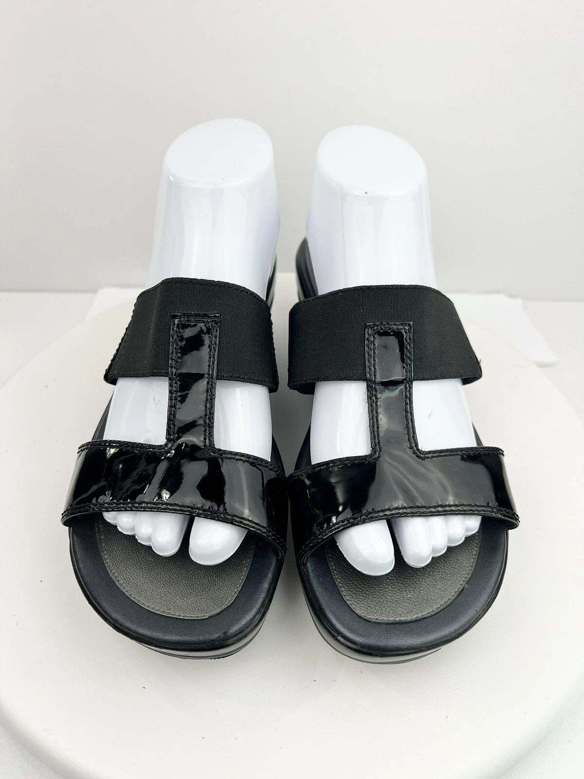 Sandali Cole Haan NikeAir neri plateau taglia 9 slip on zeppa cinturino pelle