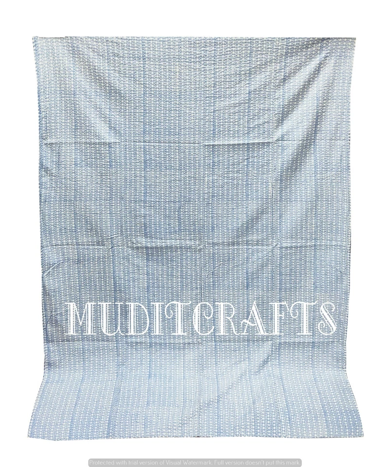 Colcha edredón Kantha de algodón indio manta estampado de lunares Kantha azul Gudari Foto 4 de 4