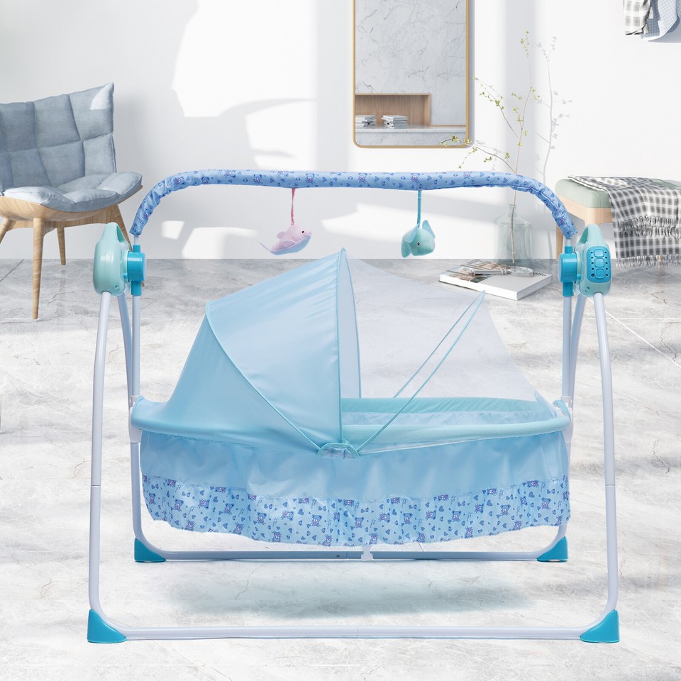 Portable Electric Bluetooth Baby Swing Cradle Rocking Crib
