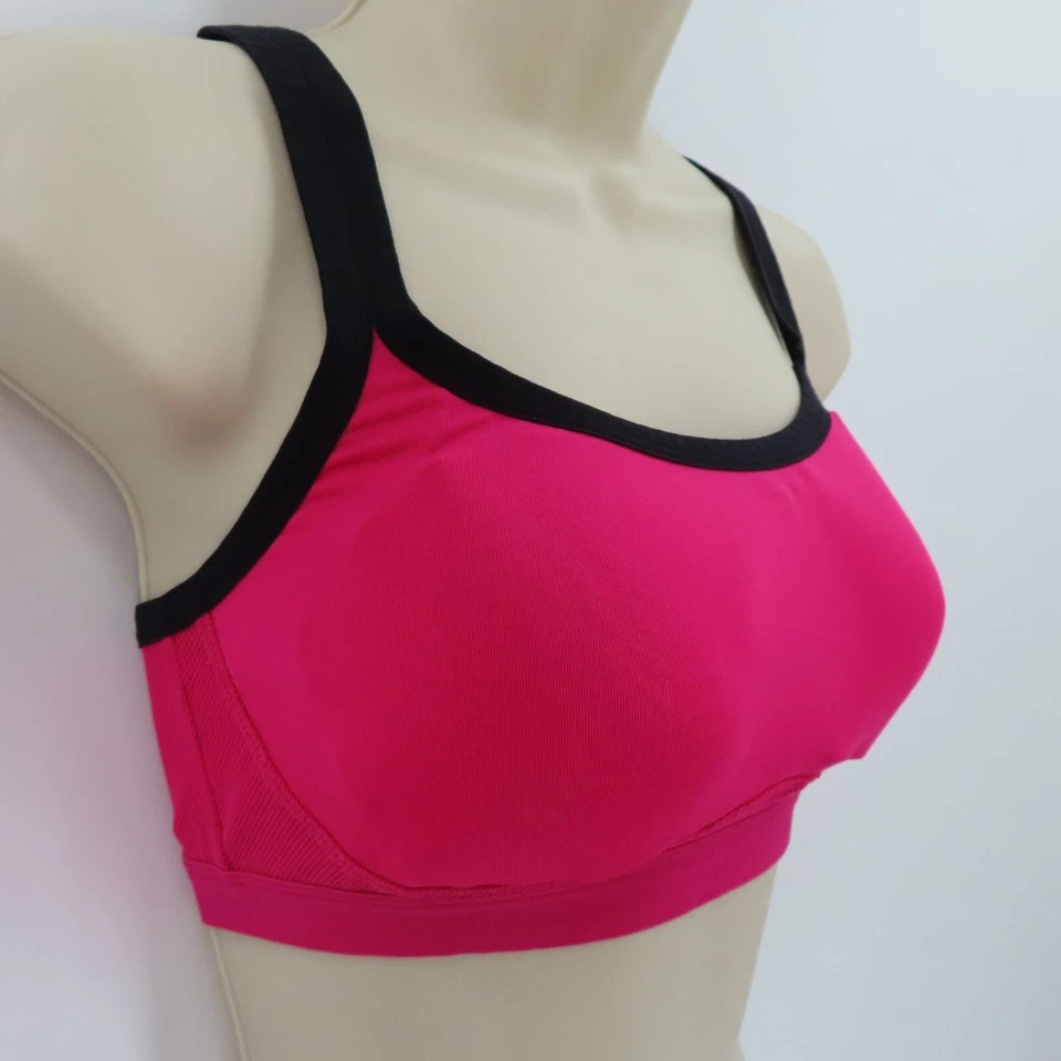 Sujetador deportivo Lily of France para mujer mediano rosa negro con tiras busto acolchado inalámbrico Foto 2 de 4