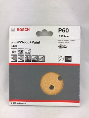 5er Bosch Schleiffblatt C470 Wood+Paint Ø 125mm Schleifpapier Exzenter Klett TOP
