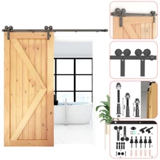 CCJH 5FT-20FT Sliding Barn Door Hardware Kit Track Closet Adjustable Floor Guide