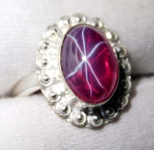29.30 Ct 6 Rays Natural Red Star Ruby 925 Sterling Silver Ring For Men  Women