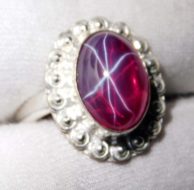 29,30 ct 6 Strahlen natürlicher roter Stern Rubin 925 Sterlingsilber Ring für Männer & Frauen