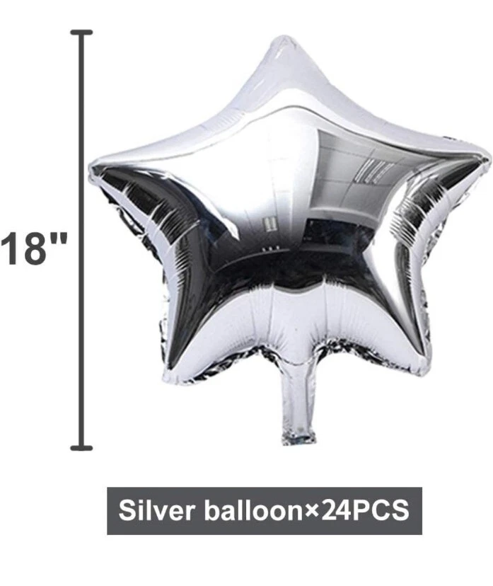 24 Piezas 18" Silver Star Globos Globos de Lámina Globos de Mylar para Baby Shower Wed Foto 2 de 3