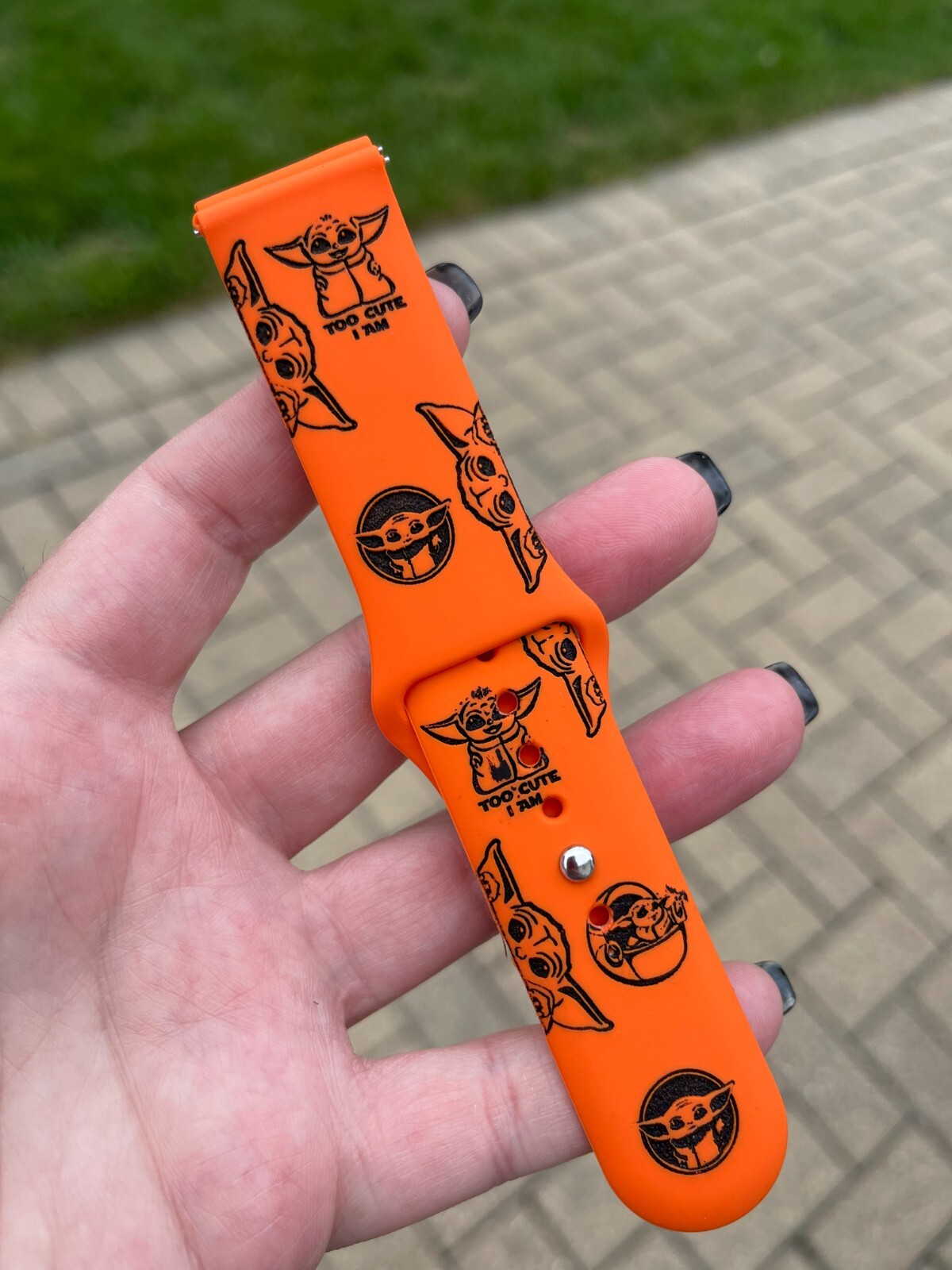 Skite Laser Engraved Silicone Watch band Comp Samsung Galaxy Watch (Baby Yoda)