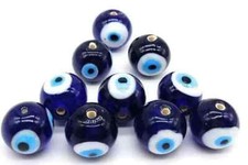 Evil Eye Glass Beads Round Shape For Bracelets Carft Making Blue 10 Pcs 20mm