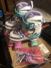 Sulifeel Rainbow Unicorn 4 Size Adjustable Light up Roller Skates for Girls B...