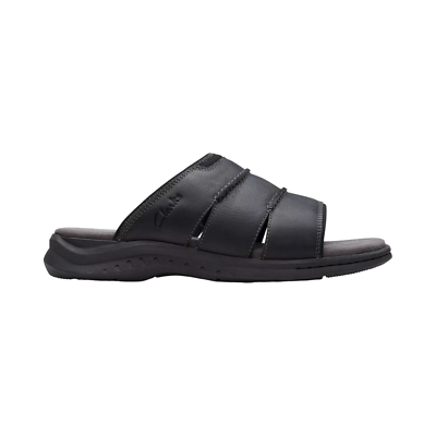 Mens Clarks Walkford Easy Sandals Black Leather, Size M US