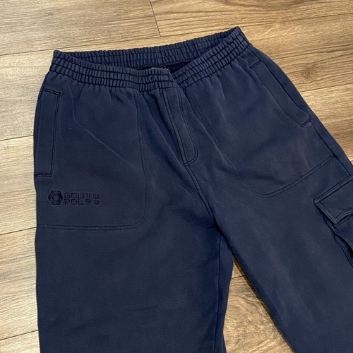 Vintage Southpole Navy Sweatpants Mens XXL Cargo Zip Joggers Heavyweight Baggy - Picture 2 of 13