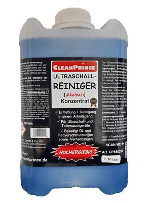 Nettoyant UltraSons Alkalin 10 L CleanPrince Concentré Liquide Bleu - Photo 1/3