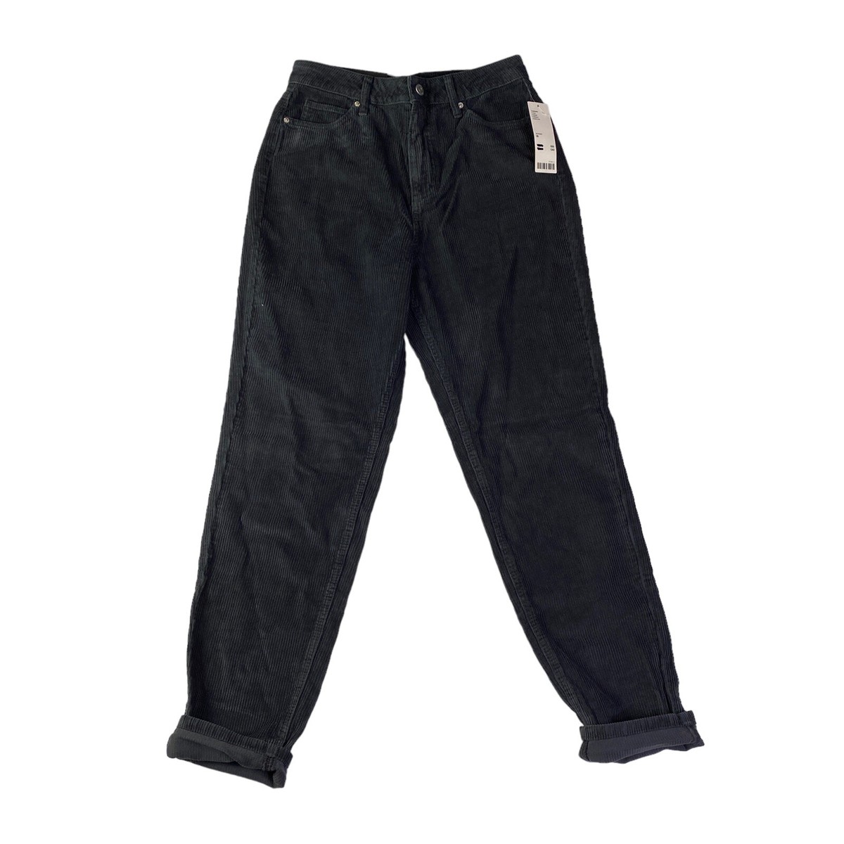 Urban Outfitters BDG Dark Gray Corduroy Mom Jeans Pants Cords Wide Wale NWT  28