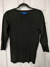 Apt. 9 Small Black Super Soft Pullover Sweater Ribbed Design On 3/4 Sleeves