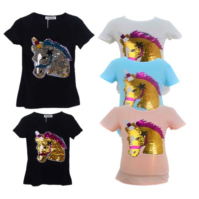 t shirt paillettes reversibili bambina