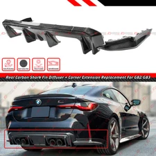 For 21-25 BMW G82 G83 M4 3D Style Carbon Fiber Rear Diffuser + Corner Extension