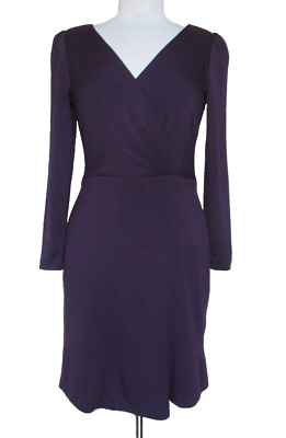 Tom And Linda Platt Dress Plum Stretch Knit Long Sleeve Knee Length