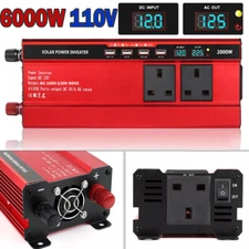 6000W Car Power Inverter DC 12V To AC 110V Pure Sine Wave Solar Converter LCD