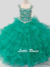 NEW Little Rosie Girls Long National Level Pageant Dress LR2111 Jade 10 600