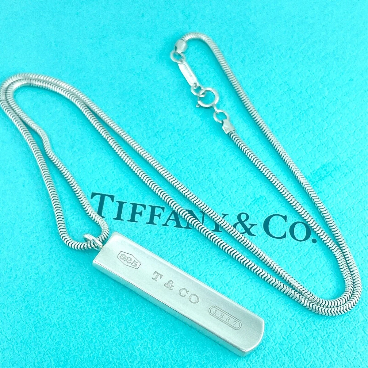 Tiffany Co. Tiffany 1837 Bar Plate Pendant Necklace Sterling