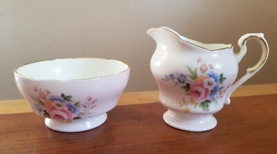Vtg Paragon China Cream And Sugar Set Floral Bouquet 1960s / 70s