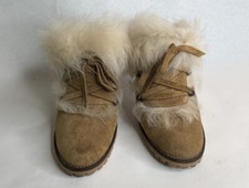 COACH "Kristy" Tan/Camel Shearling Fur Trim Mules, Size 7.5