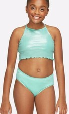 NWT JUSTICE Girl Unicorn Mermaid Metallic Bikini Tankini Swimsuit 10 12 14 Blue