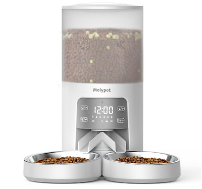 Molypet Automatic Cat Feeders for 2 Cats - 6L Cat Food Dispenser w/ Double Bowl