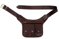 Leather Waistpack w/Whipstich Details Hip Bag/ Festival Belt/ Utility Belt-Bag
