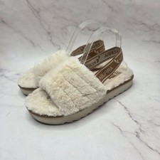 UGG Koolaburra Fuzz'N II Cream Slippers Fuzzy Faux Fur Slides Women's 9