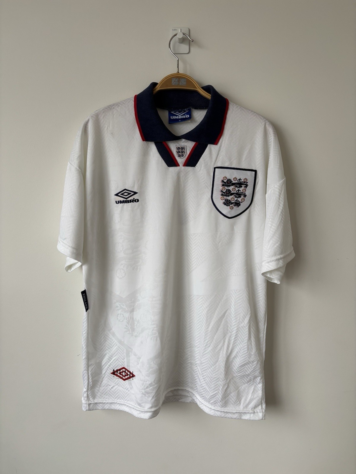 Vintage England 1993/95 Umbro Soccer Jersey Football White M Mens