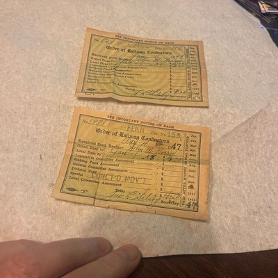 1947-1949 DELAWARE HUDSON RAILWAY D&H TRAIN CONDUCTORS bill/payment D &H R R