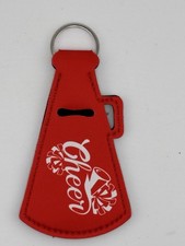 Cheerleader Megaphone Keychain Red Cheer Pom Pom Keyring Spirit Accessory 5  