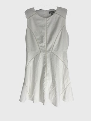 Neiman Marcus Womens White Crochet-Trim Sleeveless Fit-&-Flare Dress Size L