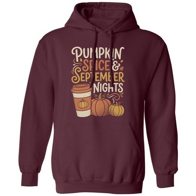 Pumpkin Spice September Nights Retro Graphic Unisex Hooded Sweatshirt